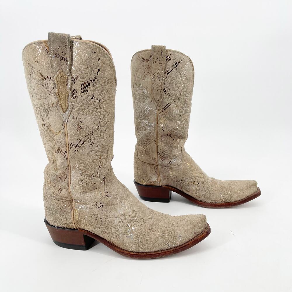 Lucchese Women’s 7.5 Stone Metallic Python Print … - image 1